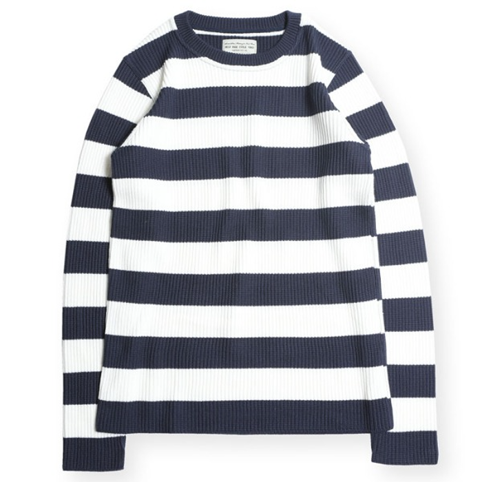 WESTRIDE : CLASSIC RIB BORDER SWEATER ( NVY / OFF )